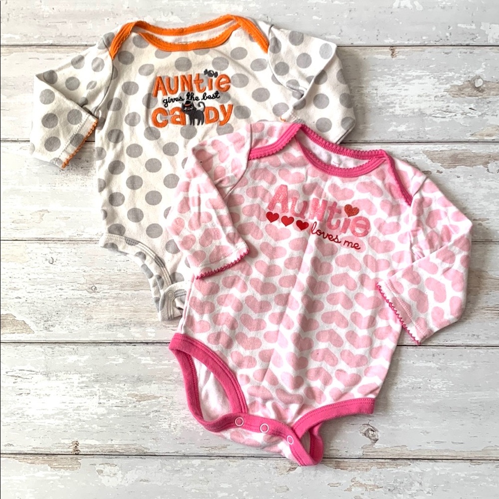 Baby Girl 6m Onesies Halloween Valentines Day Auntie Aunt Theme Long Sleeve